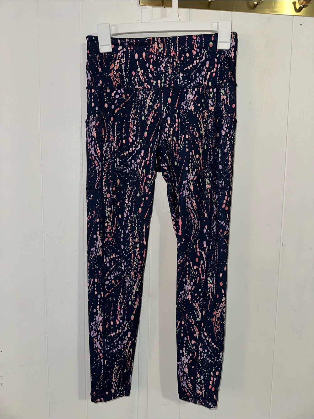 Ideology Navy Leggings with Pink Splatter Print